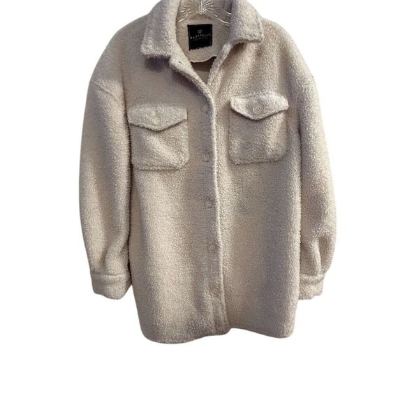 Bagatelle Jackets & Blazers - Bagatelle Women's Ivory Fleece Sherpa Shacket Size S Casual Mid-Length